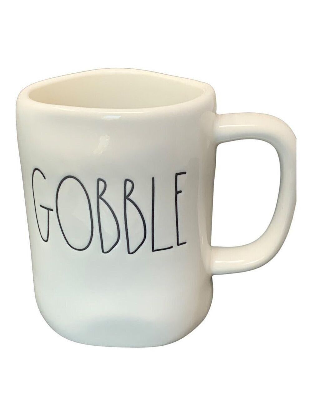 Rae Dunn Gobble Coffee Mug Large Ceramic Tea Cup Turkey Autumn Fall Kitchen